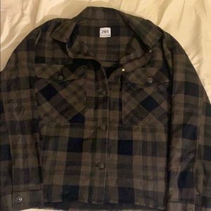 Zara plaid cropped flannel